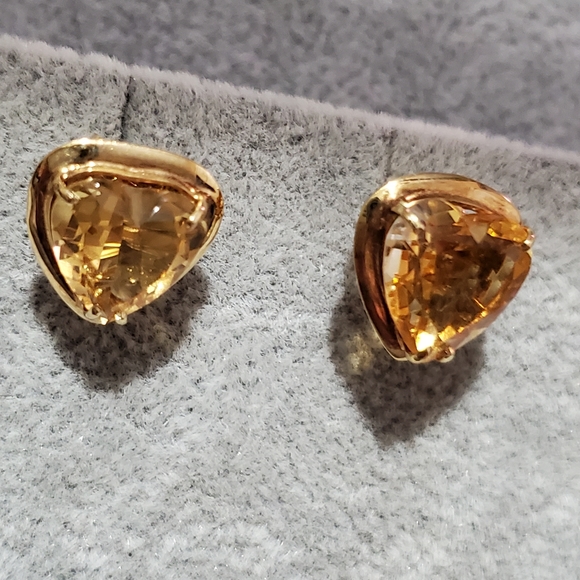 14K Gold Citrine Earrings - Picture 2 of 10